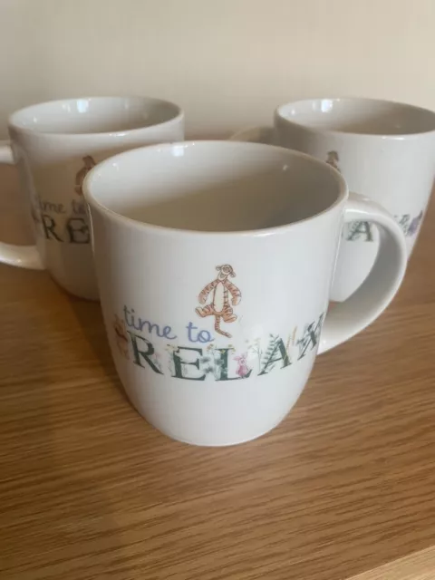 Disney Winnie the Pooh Time To Relax Coffee Tea Mug Cup Set X3