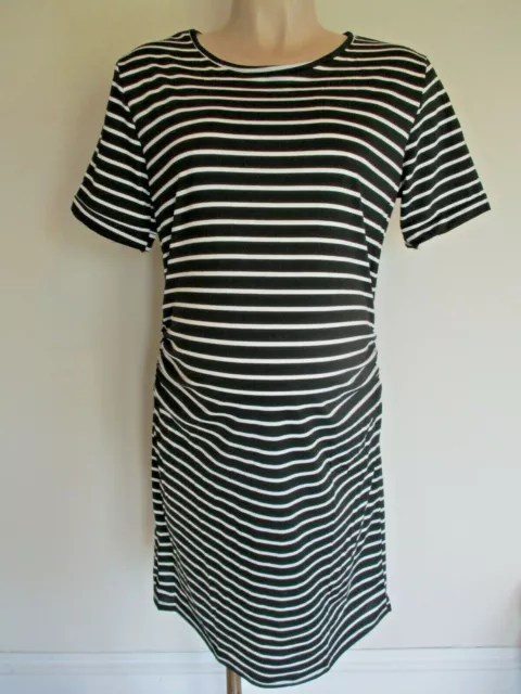 Black & White Stripe Maternity T-Shirt Dress Size 10 12 14 16 18 New