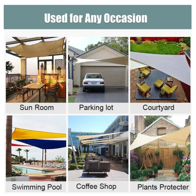 Waterproof Shade Sail Patio Awning Outdoor Garden Pool Sun Canopy Shelter Cover 2