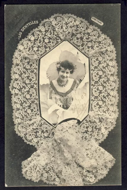 cpa BERGERET NANCY Couture Sewing Les DENTELLES GUIPURE d'IRLANDE French Lace