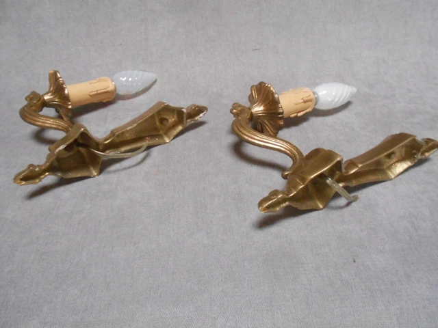 Vintage Pair of French Bronze wall Light SCONCES 4