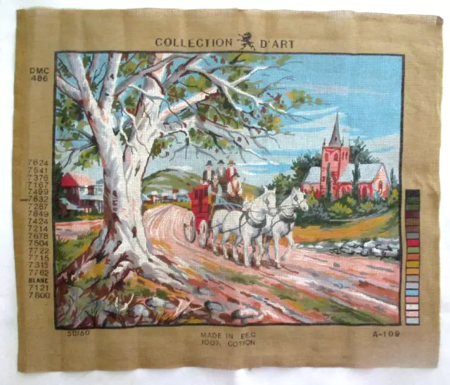 Collection D'art Tapestry Kit~Dmc 486~Country Scene~Plus Wool~Size 50 Cm X 60 Cm