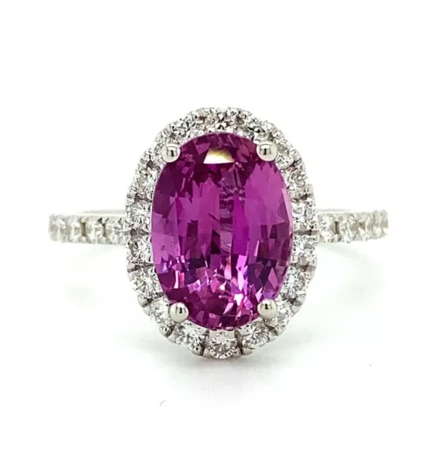 18k Weiss Gold Violett Rosa Saphir Und Diamanten Verlobungsring