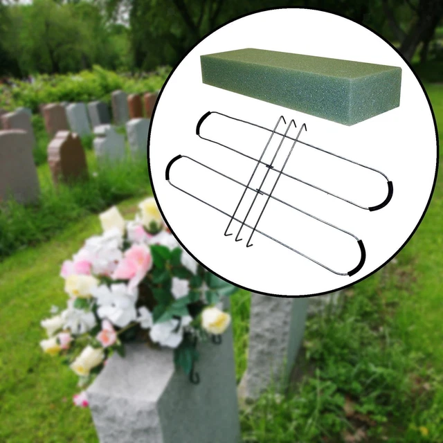 TOMBSTONE HUGGER FLOWER Saddle Decorations with Floral Foam Galvanized
