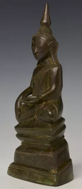 17th Century, Shan, Antique Burmese Bronze Seated Buddha 6