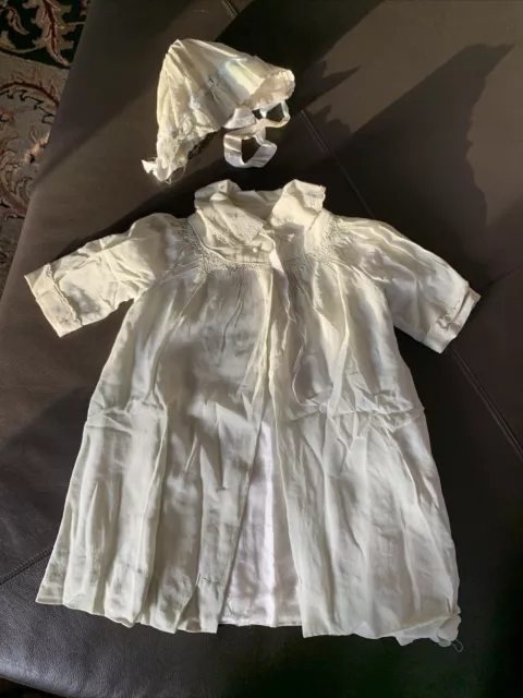 Vintage Silk Christening Gown Baptismal Dress With Cap