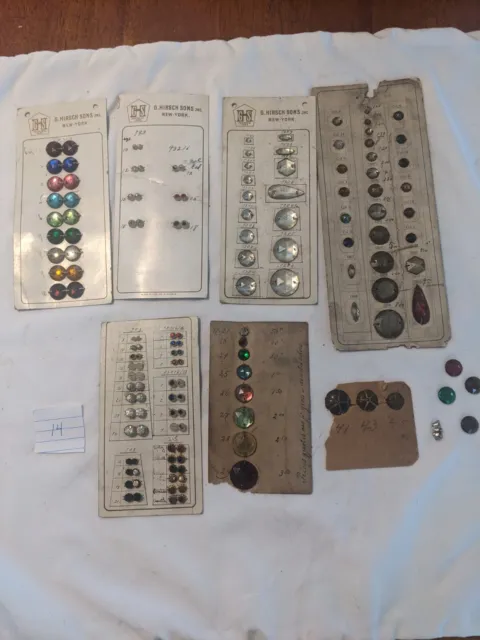 Antique vintage Carded sample button bead lot glass doll scale dimunitive as is