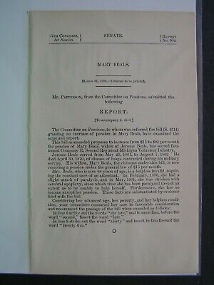 Government Report 1902 Jerome Beals 2nd Lieut Co E 2nd Reg MI Infantry Civil War