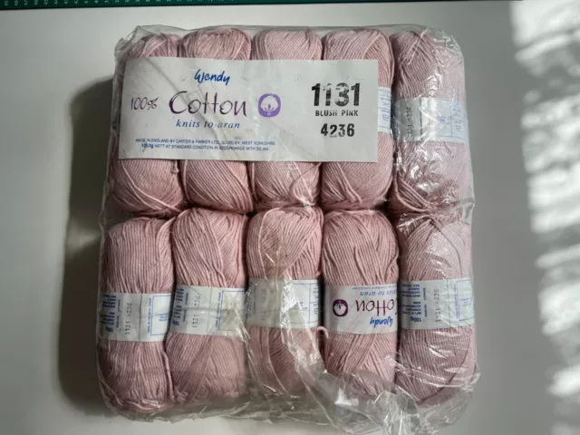 Wendy Cotton Yarn Balls (10 x 100g) - Blush Pink