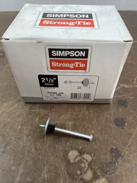 Box of 100, Simpson Strong-Tie Powder Driven Drive Pin, PDPAWL-250 , 2-1/2"  S5