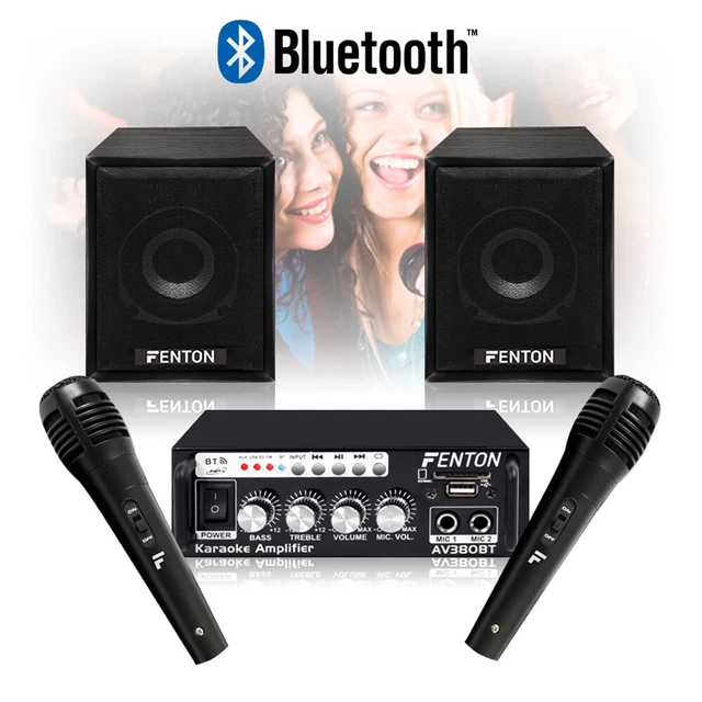 BEDROOM KARAOKE SPEAKERS and Amplifier Bluetooth Wired Mics Home Hifi
