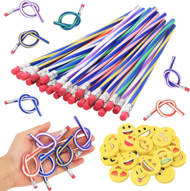 Set 48 Gomme Arcobaleno Colorate - Per Bambini, Scuola, Feste, Con Penna Arcobaleno Inclusa