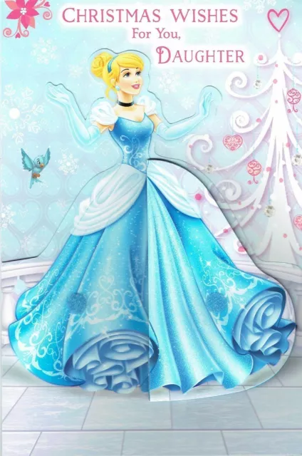 FILLE ~ Carte de Noël officielle Disney Princess Cindrella effet 3D cadeau neuf