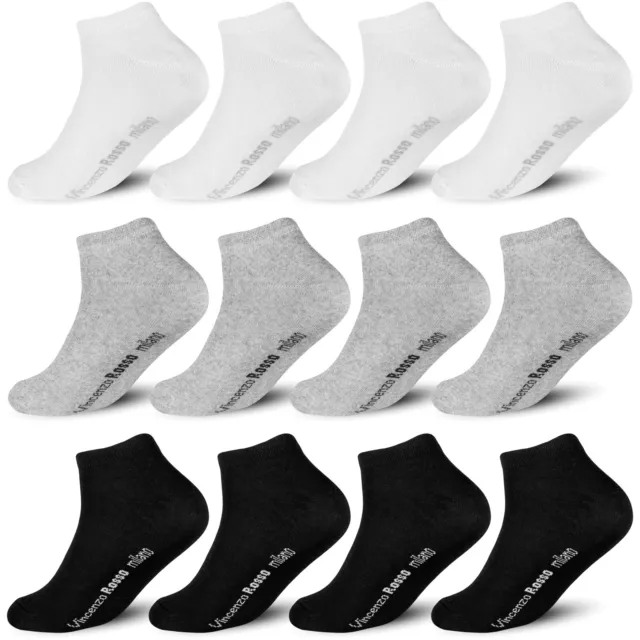 12 Paar Sneaker Socken Baumwolle Herren Damen Sport Schwarz Weiß Grau Kurz Socks