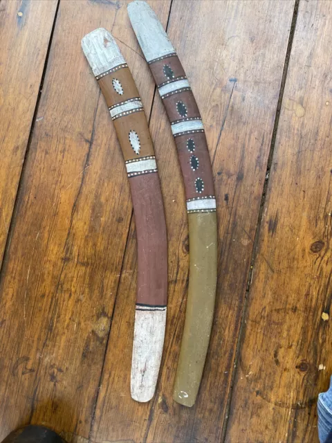 A Pair of Old Aboriginal Boomerangs with Ceremonial Paint North West Australia 2