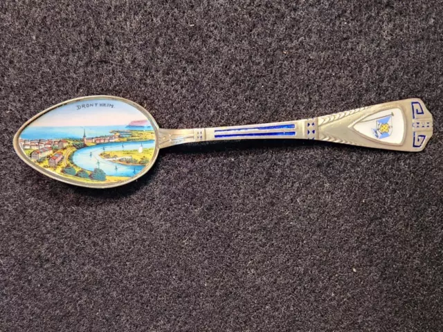 Vintage Antique, Sterling Silver & Enamel  Souvenir Spoon  5 inch