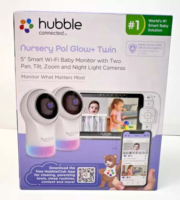 Hubble Connected - Nursery Pal Glow + Twin 5" Video Smart WiFi Monitores para Bebé Nuevos