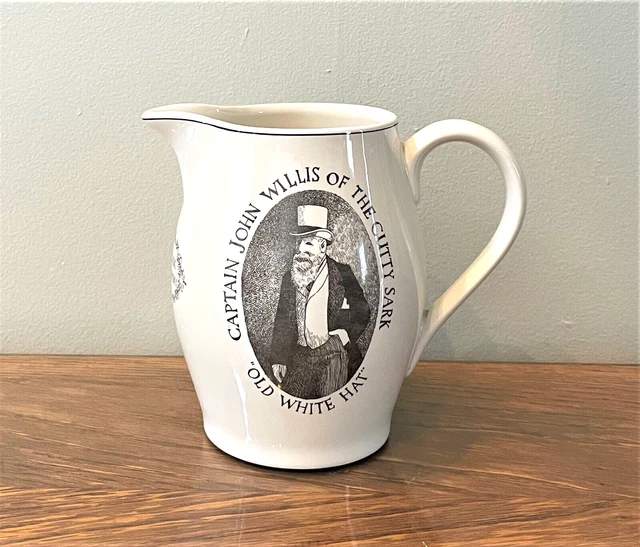 Pitcher Whisky Advertising Ceramic Cutty Sark Scotch Scotland Old White Hat 44oz