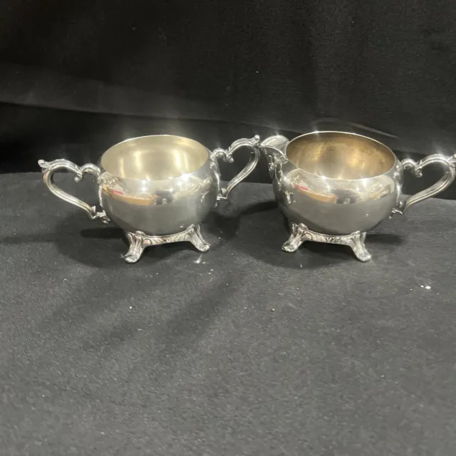 Vintage W M Rogers Silver Plated Creamer And Sugar