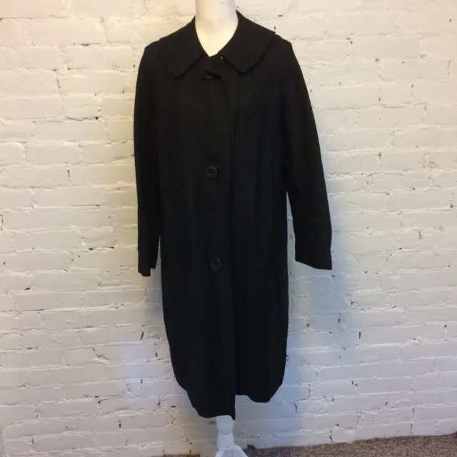 VINTAGE 60S BUTTONED swing coat black cotton silk size m $95.00 - PicClick