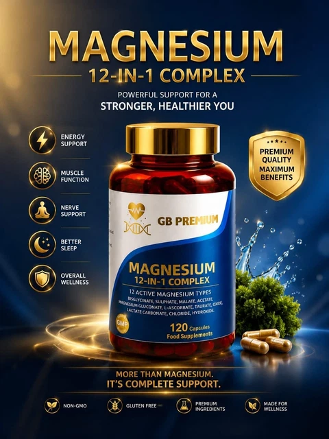 MAGNESIUM 12-IN-1 COMPLEX Bisglycinate Malate Taurate 700mg 120 ...