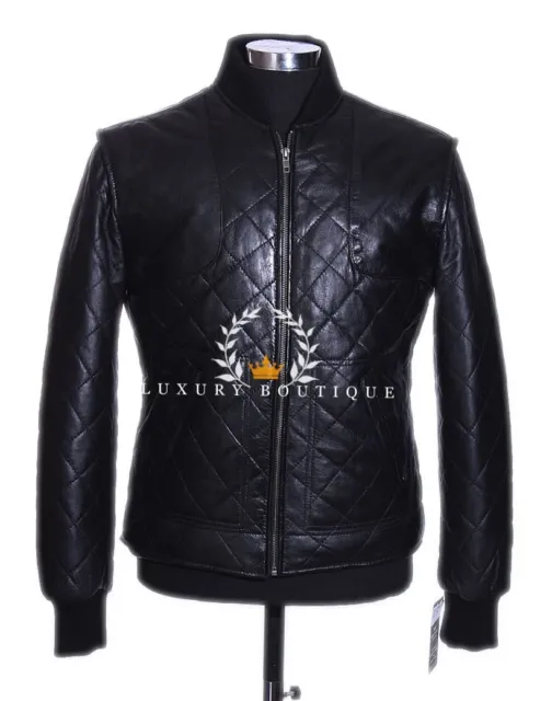 Beckham Black Men's Smart Designer Real Quilted Lambskin Leather Fashion Jacket