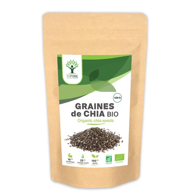 Graines de Chia Bio - Bioptimal - Superaliment - Omega 3 Protéines Calcium