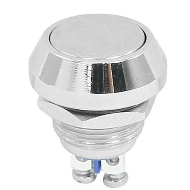 New 12mm 1/2" Anti-Vandal Momentary Metal Push button Switch Flat Top Chrome