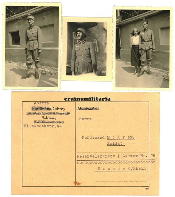 3x Orig. Foto Portrait Gebirgsjäger Geb.Pi.Btl.82 & Brief Lazarett NEUWIED Rhein