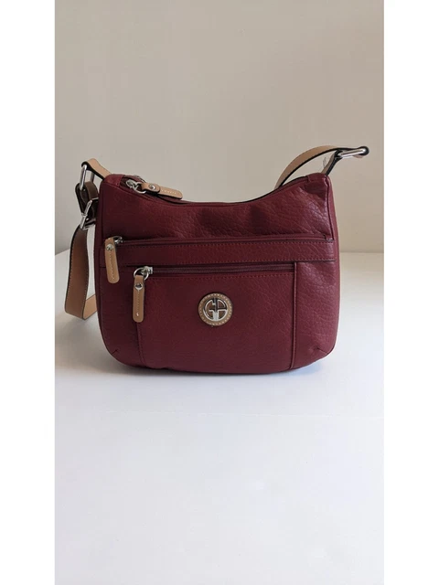 GIANI BERNINI Women's Red Pebbles Logo Adjustable Strap Hobo Handbag Purse