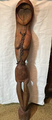 Antique PRIMITIVE Woman Carved Wood African LARGE 42” Tribal Statue Sculpture