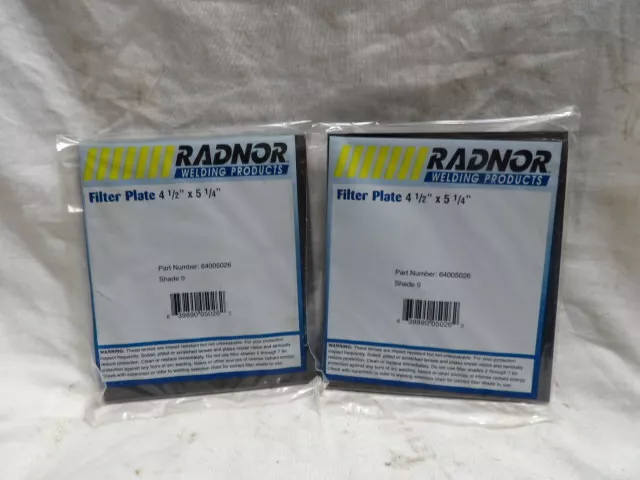 Pair of Radnor Shade #9 Welding Helmet Filter Plate 4-1/2" X 5-1/4"