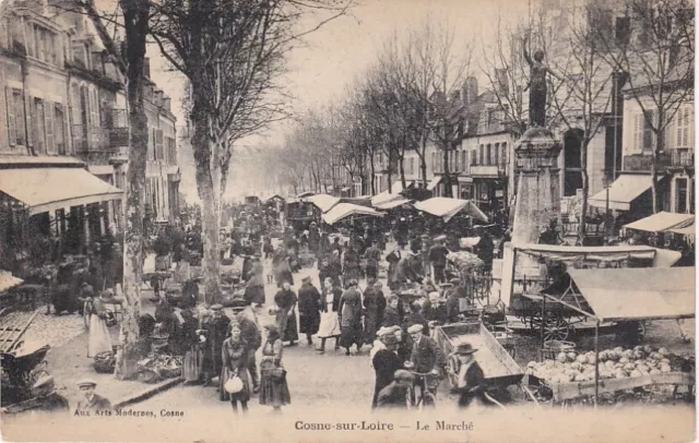 CPA 58 BOURGOGNE Nièvre Env. Nevers COSNE-SUR-LOIRE Le Marché 1918 animée