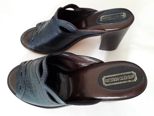 CHAUSSURES pour Femmes noires en cuir "Roberto Dirienzo" Vintage 70's 1970