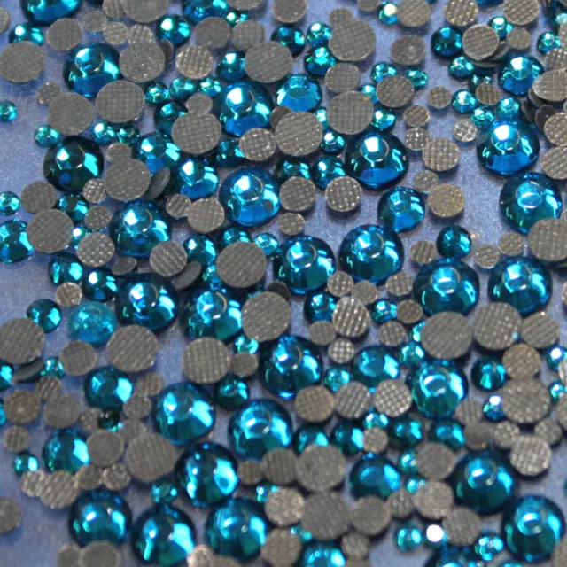 Assortiment de strass turquoise en verre hotfix s06 + s10 + s16 + s20 n°(107)
