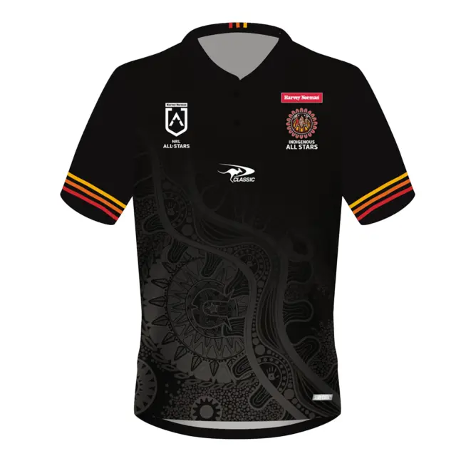 Indigenous All Stars 2024 Polo Shirt Sizes Small - 7XL Black Classic NRL