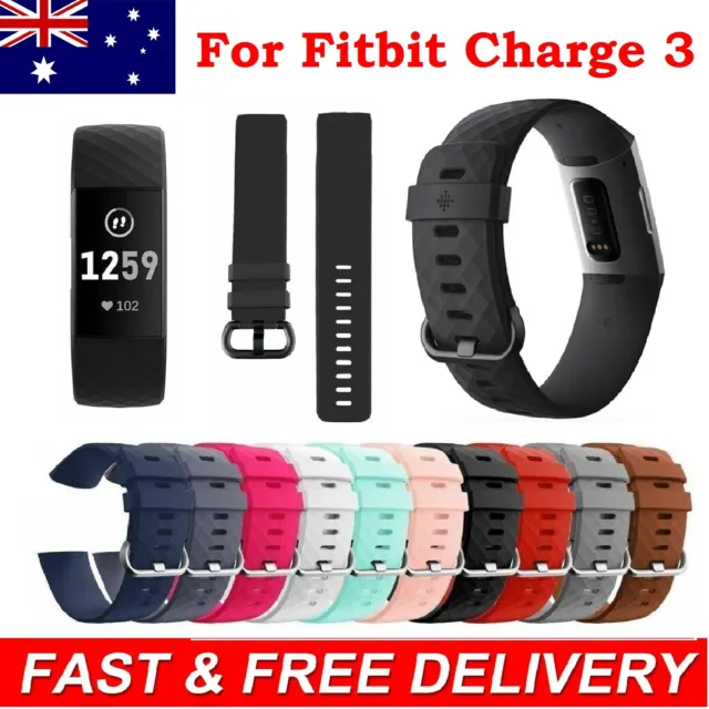 For Fitbit Charge 3 Silicone Replacement Sports Bands Wristband Waterproof Strap