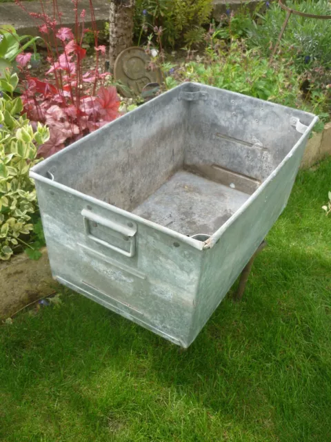 Large Vintage Galvanised Trough with Handles Ideal Garden Planter