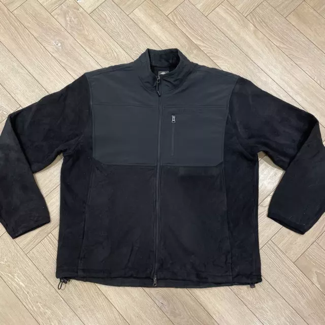 Vintage Timberland Men's Black Full Zip Fleece Jacket With Pockets Top Size XL