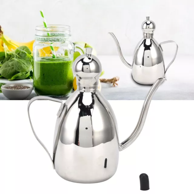(2)Oil Can Kitchen Portable Durable Slim Spout Oil Container Stainless Steel 3