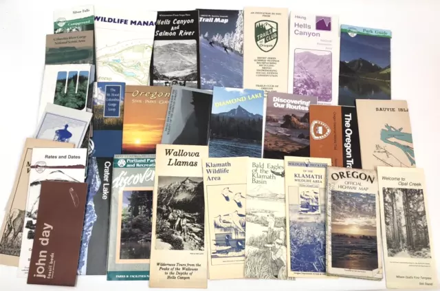 Vintage Lot Of Oregon State National Parks  Map Travel Brochures Hiking Trails