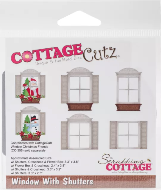 CottageCutz CC-357 Dies-Window W/Fensterläden 6.1cm An 9.7cm, Weiß