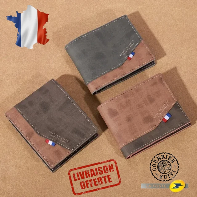 Portefeuille Homme Compact Vertical En Simili Cuir (PU) - Multi-cartes, Noir, Neuf étiqueté