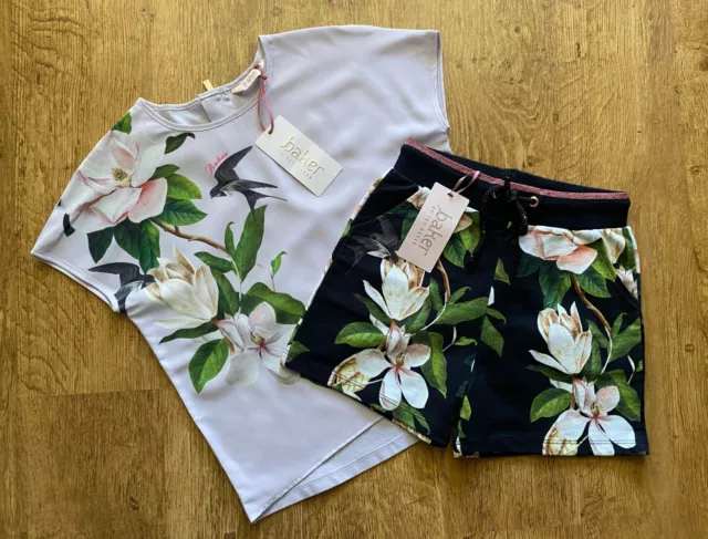 Top pantaloncini Ted Baker nuovi con etichette outfit set floreale 7-8 anni nuovi fiocchi di design opale nuovi