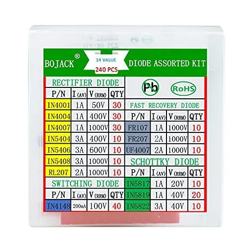 14 Value 240 pcs Diode Assortment Kit Contain Rectifier/Fast Recovery