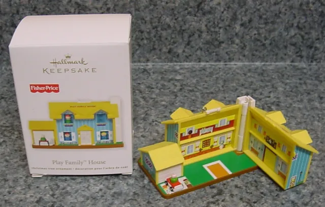 Hallmark Fisher Price Play Family Yellow Roof House Ornament 2011 Door Bell Ring