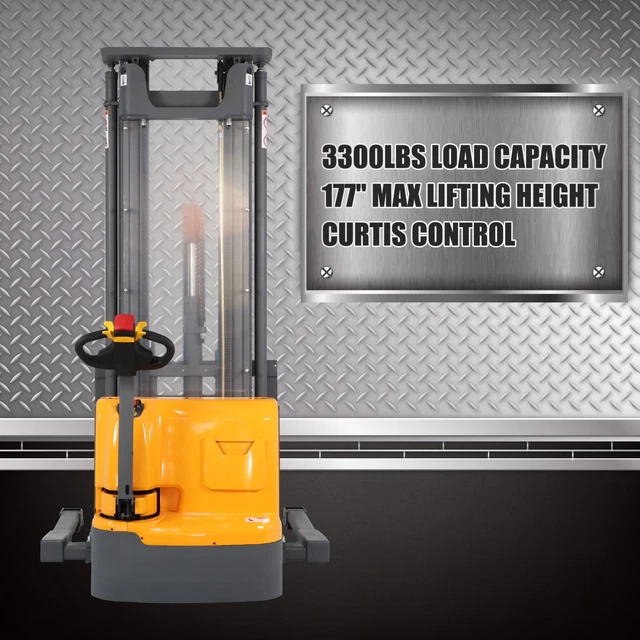 APOLLOLIFT AC Control Full Electric Straddle Stacker 3300lb Walkie Forklift 177"