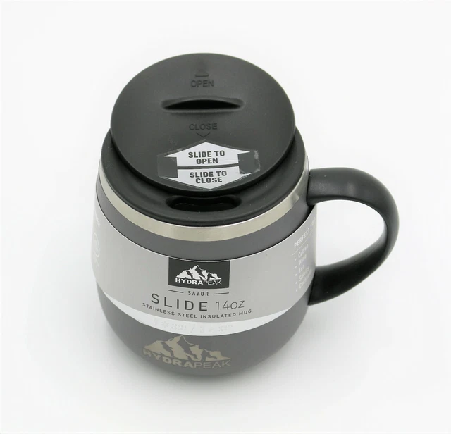 NEW-Hydrapeak Slide travel mug 14oz Stainless Steel insulated Hot/Cold BPA free 2