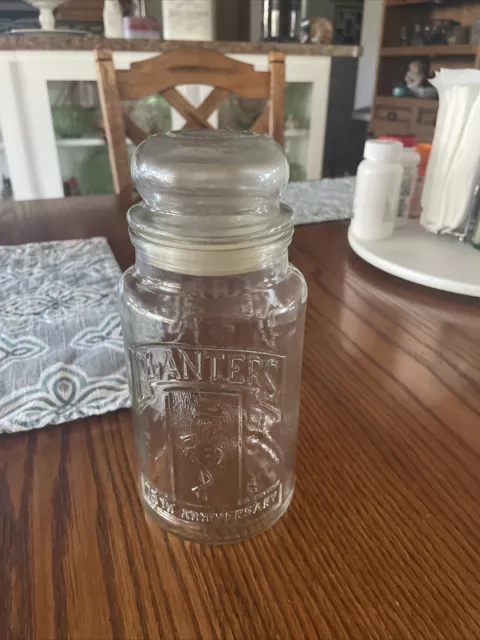 Vintage Mr. Peanut Planters Peanuts 75th Anniversary Glass Jar and Lid 1981