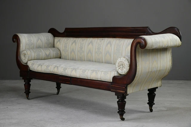 Antique Mahogany Upholstered Sofa Settee